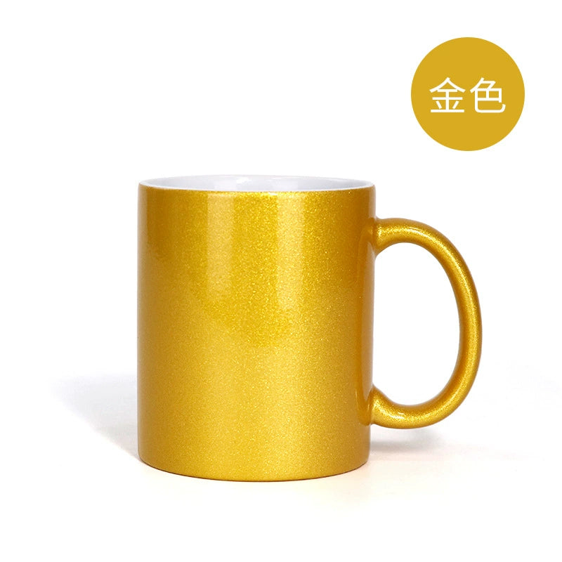 11oz Glitter-coated Sublimation Custom Creative Product Ceramic Mugs-11oz珠光陶瓷杯