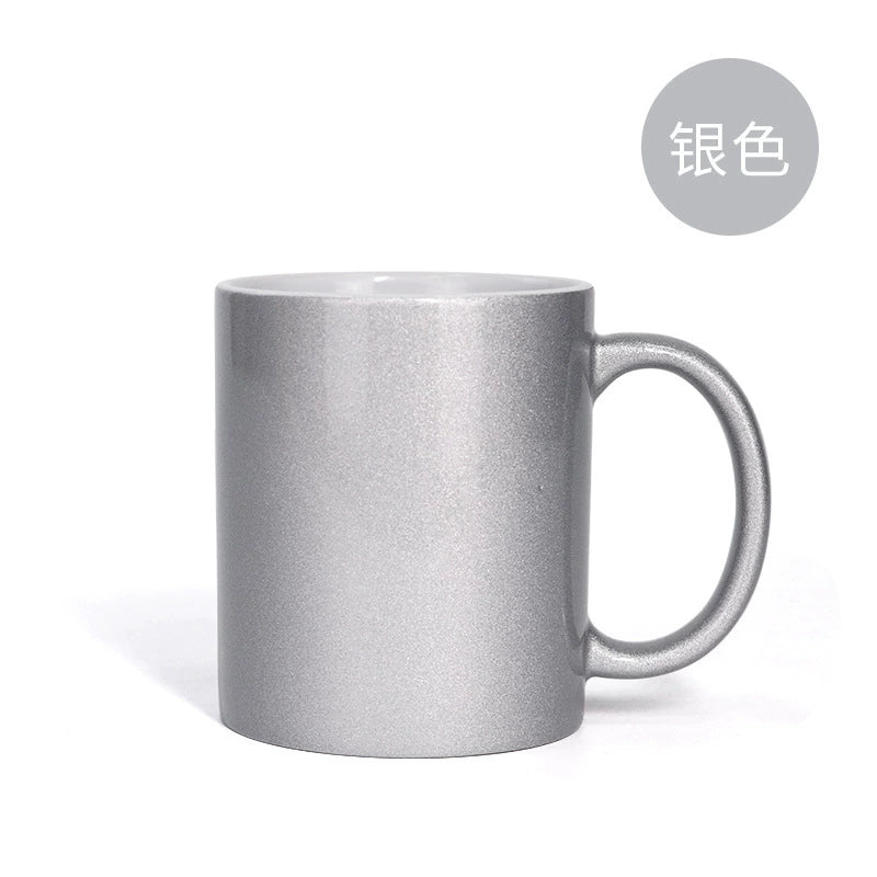 11oz Glitter-coated Sublimation Custom Creative Product Ceramic Mugs-11oz珠光陶瓷杯
