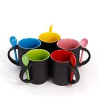 Inner Color 12oz Sublimation Blank Magic Color Changing Coffee Mug With Spoon-12oz内彩插勺变色杯