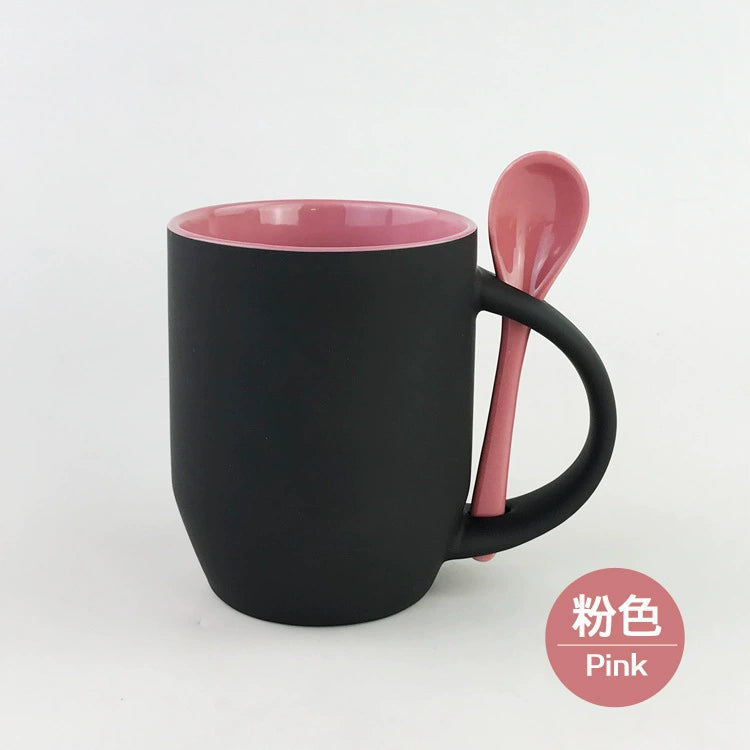 Inner Color 12oz Sublimation Blank Magic Color Changing Coffee Mug With Spoon-12oz内彩插勺变色杯