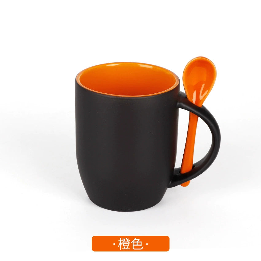 Inner Color 12oz Sublimation Blank Magic Color Changing Coffee Mug With Spoon-12oz内彩插勺变色杯