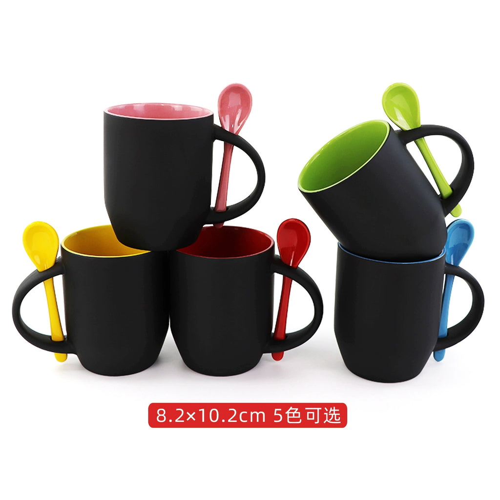Inner Color 12oz Sublimation Blank Magic Color Changing Coffee Mug With Spoon-12oz内彩插勺变色杯