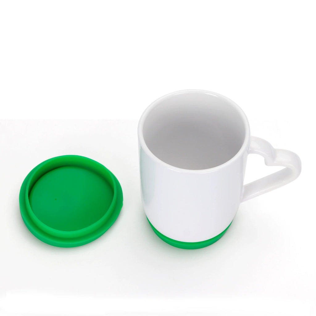 12OZ Heat Transfer Printing Cup Sublimation Silicone Cup Blank Coating with Heart Shape Handle-12oz硅胶盖心柄白杯