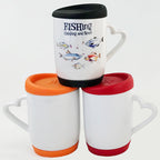 12OZ Heat Transfer Printing Cup Sublimation Silicone Cup Blank Coating with Heart Shape Handle-12oz硅胶盖心柄白杯