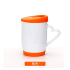 12OZ Heat Transfer Printing Cup Sublimation Silicone Cup Blank Coating with Heart Shape Handle-12oz硅胶盖心柄白杯