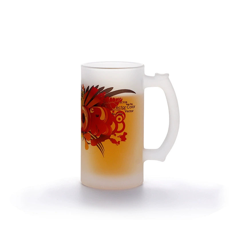 High Quality 16oz Sublimation Glass Frosted Beer Mug-16OZ啤酒玻璃杯