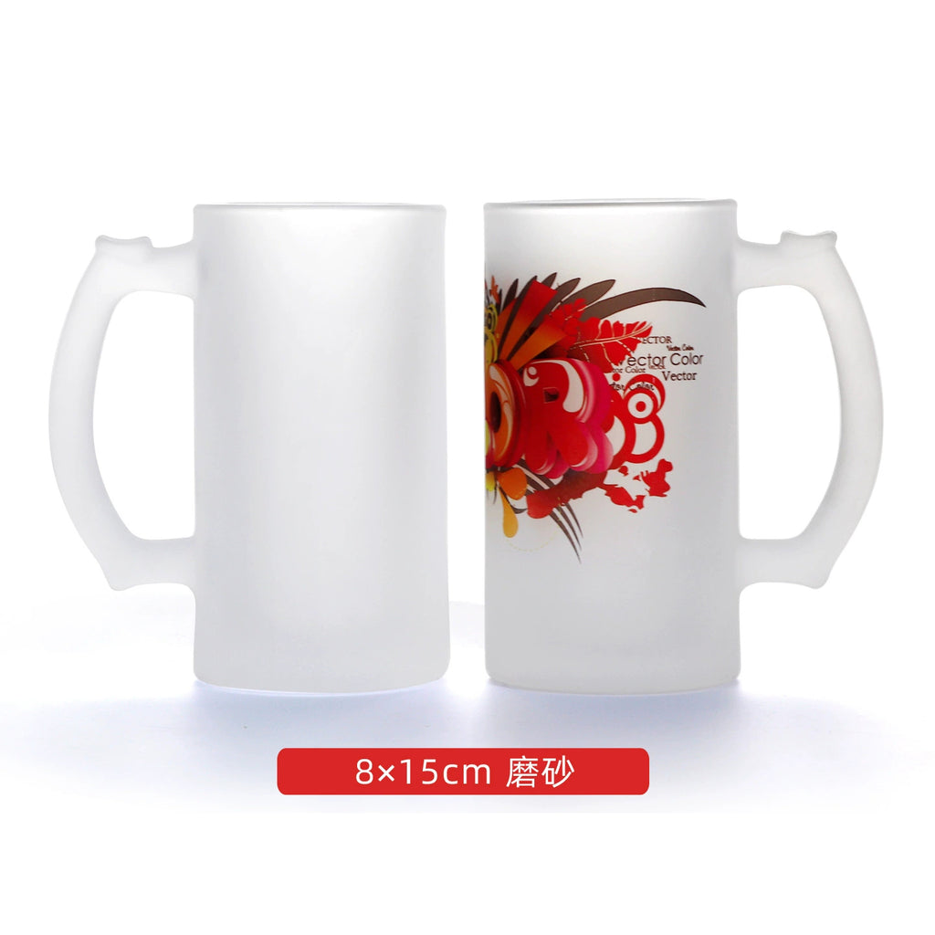 High Quality 16oz Sublimation Glass Frosted Beer Mug-16OZ啤酒玻璃杯