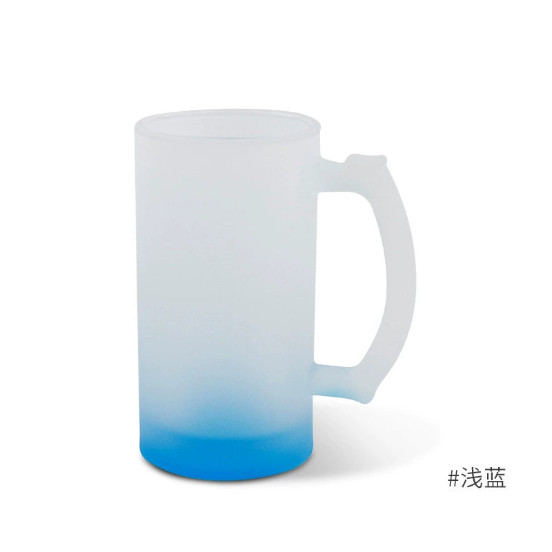 Custom Logo 16oz Frosted Glass Sublimation Beer Mug tumbler-16oz渐变玻璃啤酒杯
