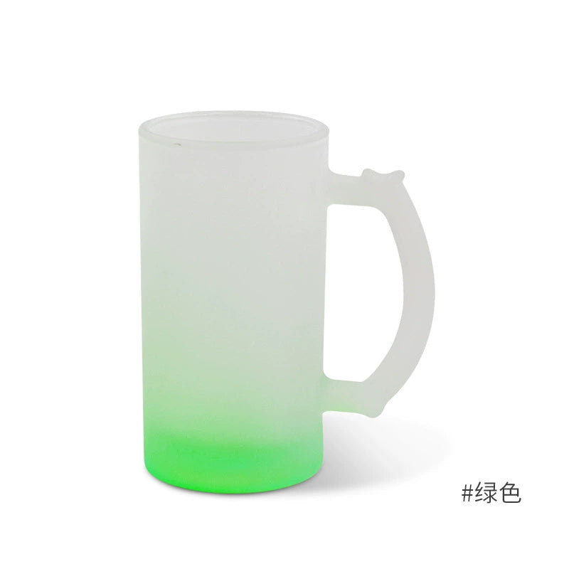 Custom Logo 16oz Frosted Glass Sublimation Beer Mug tumbler-16oz渐变玻璃啤酒杯