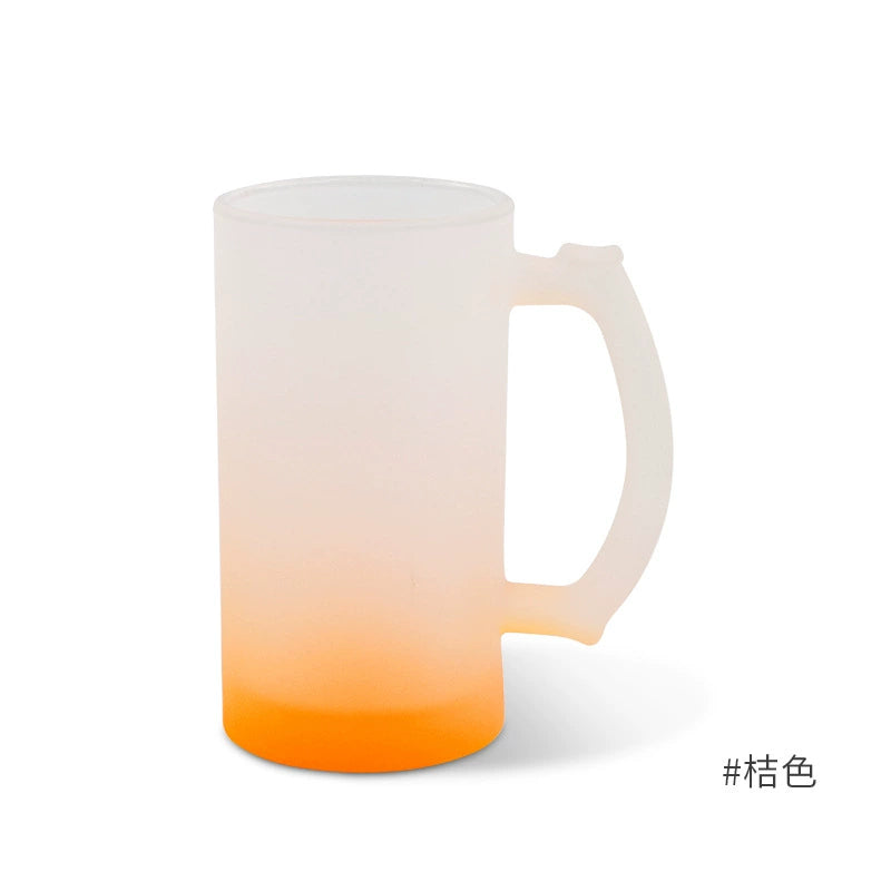 Custom Logo 16oz Frosted Glass Sublimation Beer Mug tumbler-16oz渐变玻璃啤酒杯
