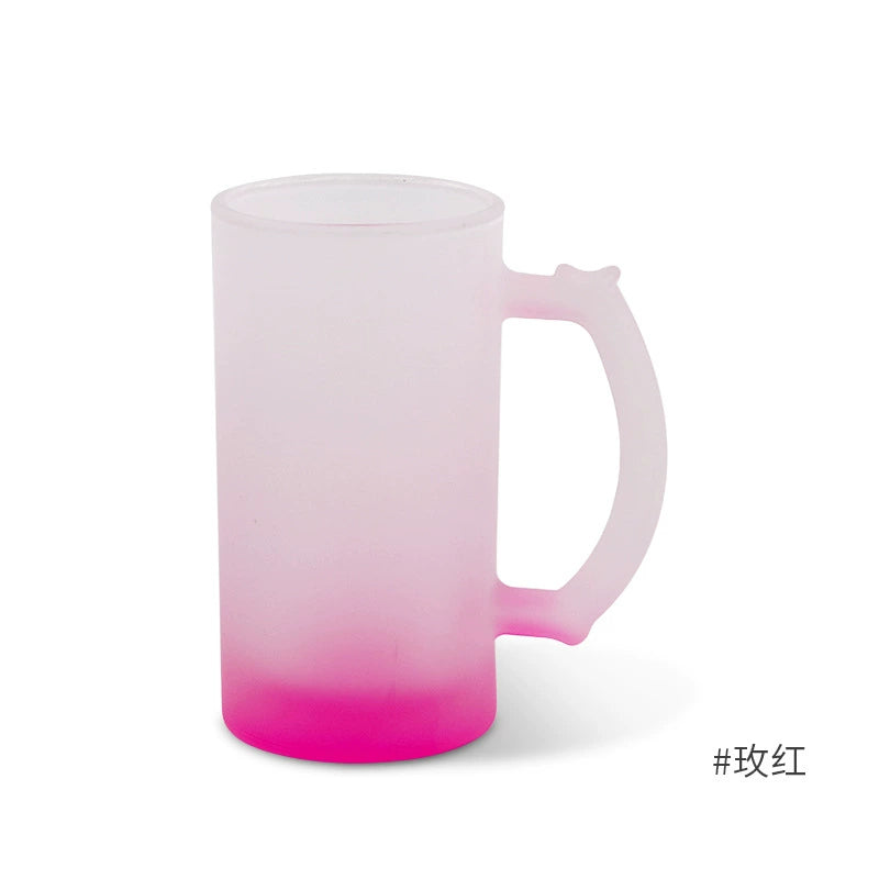 Custom Logo 16oz Frosted Glass Sublimation Beer Mug tumbler-16oz渐变玻璃啤酒杯