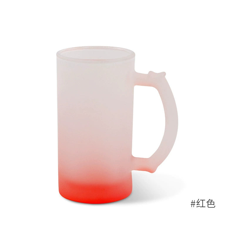 Custom Logo 16oz Frosted Glass Sublimation Beer Mug tumbler-16oz渐变玻璃啤酒杯