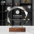 New Design Crystal Trophy Award with Engraving logo Leadership Team Employee Award Honor Souvenirs-4-04款木质水晶奖杯
