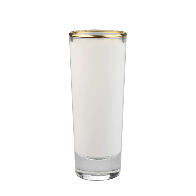 3oz Glass cup White Patch Gold Rim Sublimation Glasses Mug Customized Printing