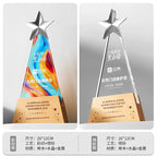 Color Base Laser Engraved Available Sublimation Crystal Glass Trophy Awards-4-04款金属实木奖杯