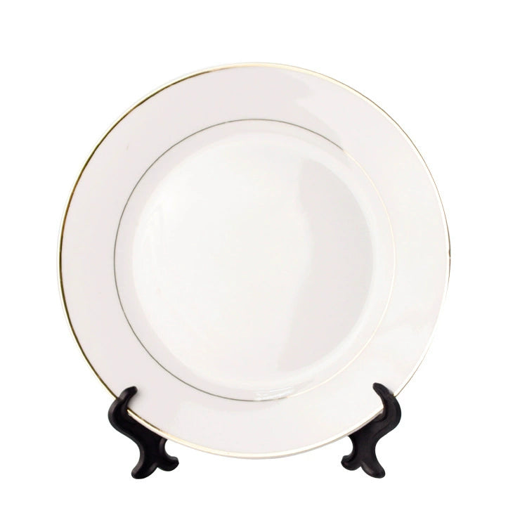 10 Inch White Ceramic Plates with Gold Edge for Banquet-10寸金边盘