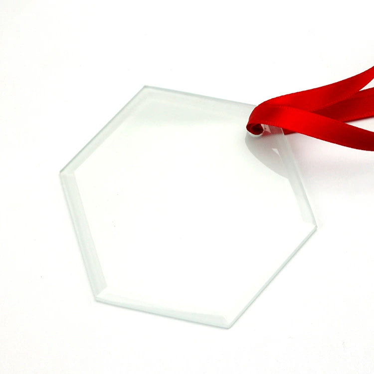 3 Inch Hexagonal Glass Ornament Blank Hexagon Hanging Glass for Holiday Craft-3寸六角形玻璃挂件