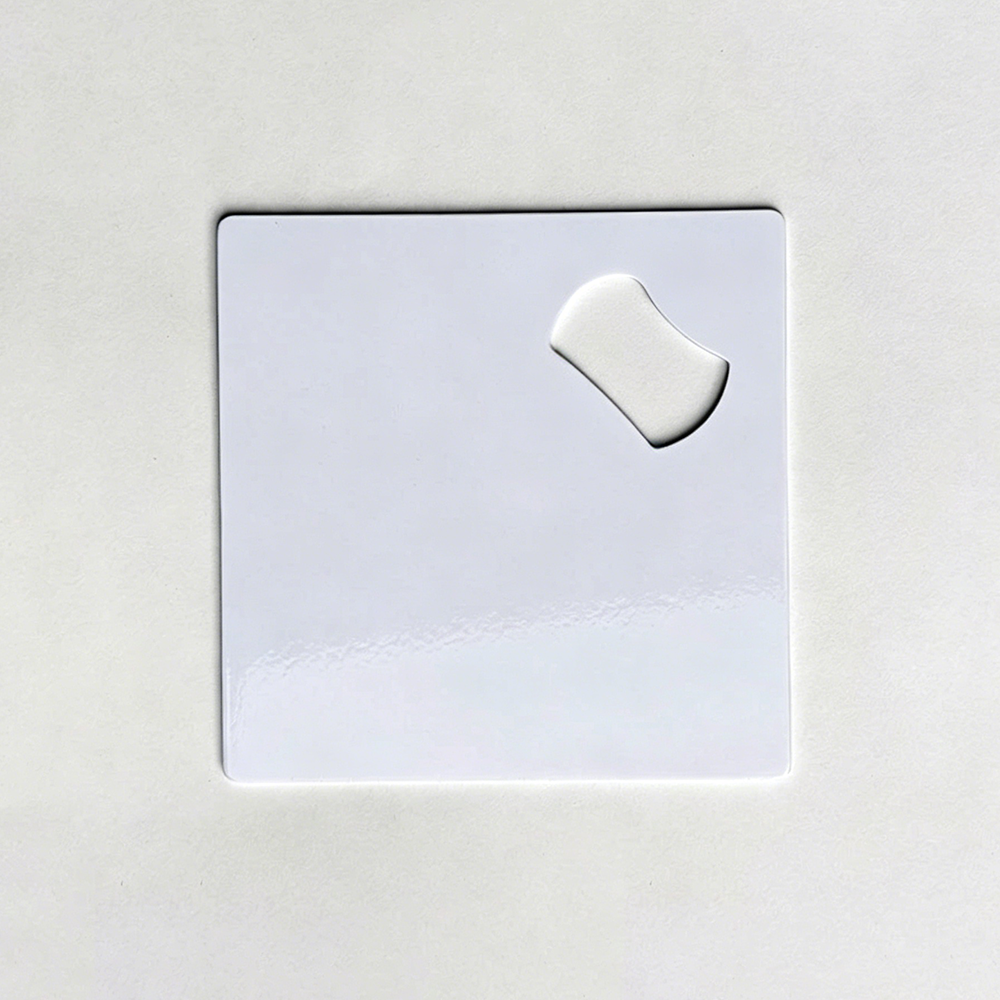 Square Shaped White Metal Beer Bottle Opener-白色不锈钢开瓶器（方形状）