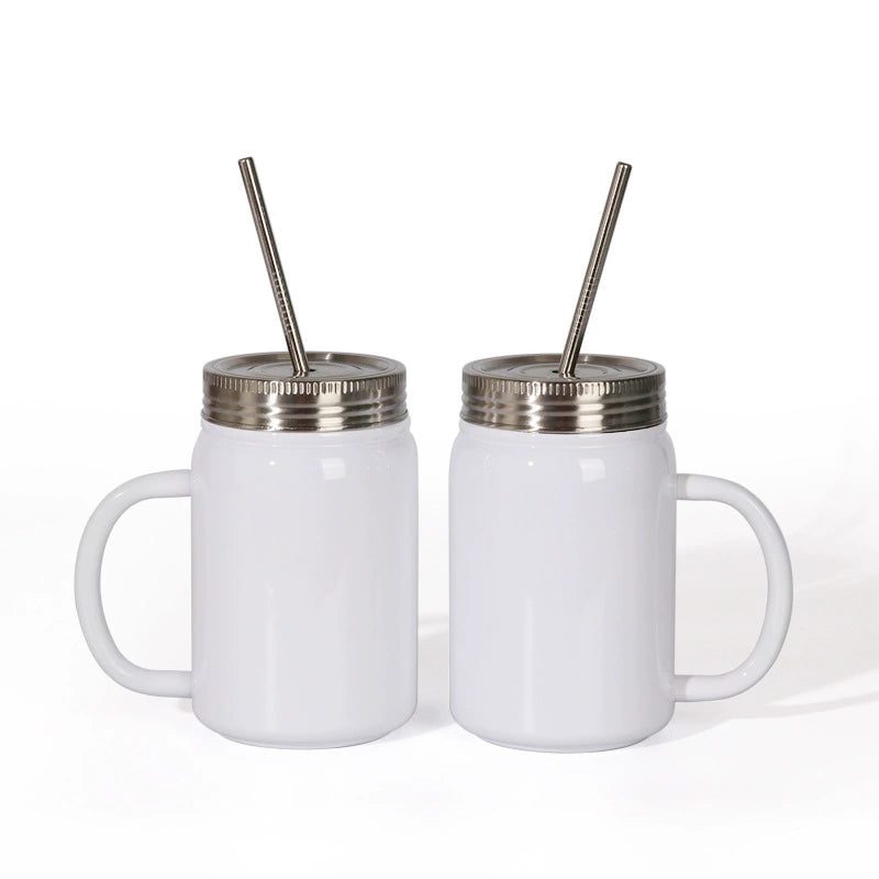 Personalized Sublimation 12oz 340ml Stainless Steel Mason Mug-12oz不锈钢梅森吸管杯