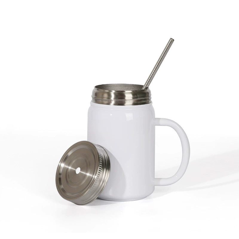 Personalized Sublimation 12oz 340ml Stainless Steel Mason Mug-12oz不锈钢梅森吸管杯