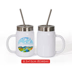 Personalized Sublimation 12oz 340ml Stainless Steel Mason Mug-12oz不锈钢梅森吸管杯