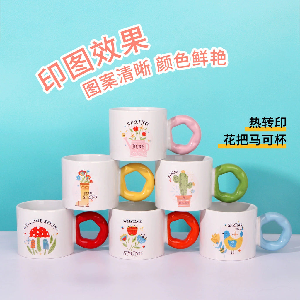 Ceramic Cup Custom Pattern Sublimation Blanks 250ml Tea Mug-250ml花把杯