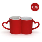 Sublimation Blanks Color Changing Couple Mugs Heart Handle Magic Couple Cups-290ml日月情侣变色杯