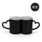 Sublimation Blanks Color Changing Couple Mugs Heart Handle Magic Couple Cups-290ml日月情侣变色杯