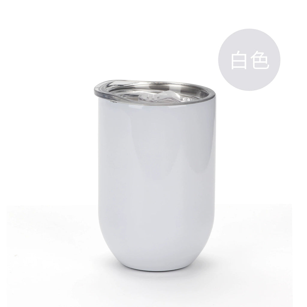 300ml Insulated Blank Coffee Cup with Lid Stemless Sublimation Wine Tumblers-300ml蛋壳不锈钢水杯