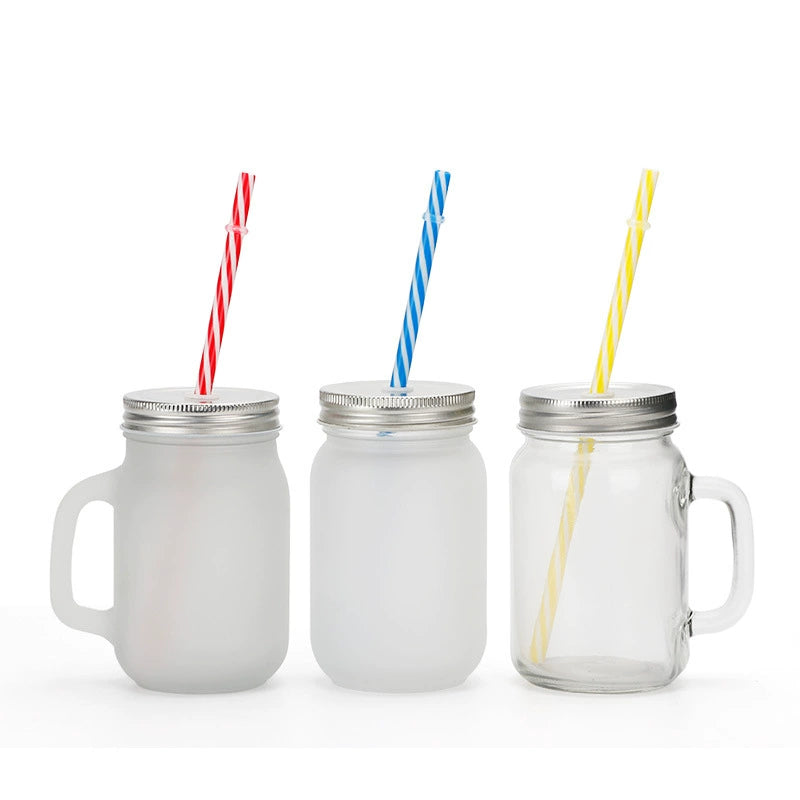 12oz Wholesale Matte Glass Sublimation Mason Jars Cup with Lid Straw in Bulk-340-400ml梅森玻璃杯