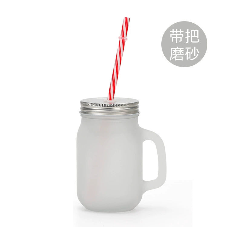 12oz Wholesale Matte Glass Sublimation Mason Jars Cup with Lid Straw in Bulk-340-400ml梅森玻璃杯