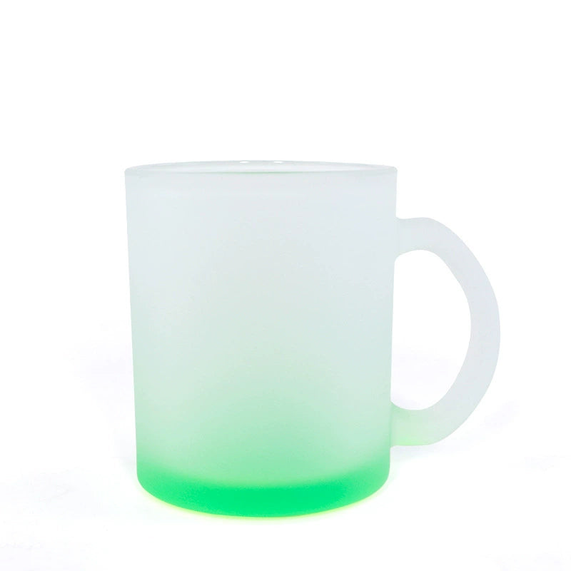 11oz Custom Gradient Color Frosted Glass Cup-11oz彩色玻璃杯