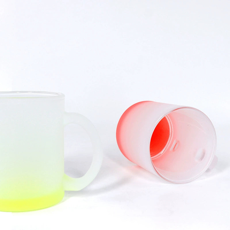 11oz Custom Gradient Color Frosted Glass Cup-11oz彩色玻璃杯