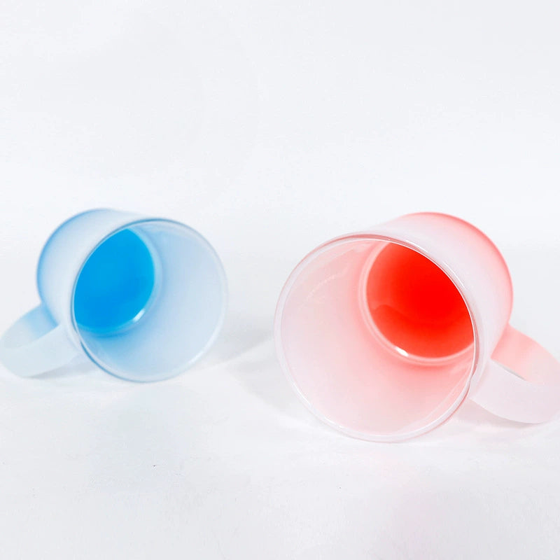 11oz Custom Gradient Color Frosted Glass Cup-11oz彩色玻璃杯