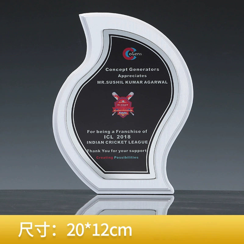 Customized Sublimation Glass Trophy Sublimation Blank Wooden Maroon Plaque Glass Shield Shape-5-05款授权牌