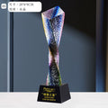 High Quality Colorful Five Star Column Pillar Crystal Trophy-5-05款水晶烤色奖杯