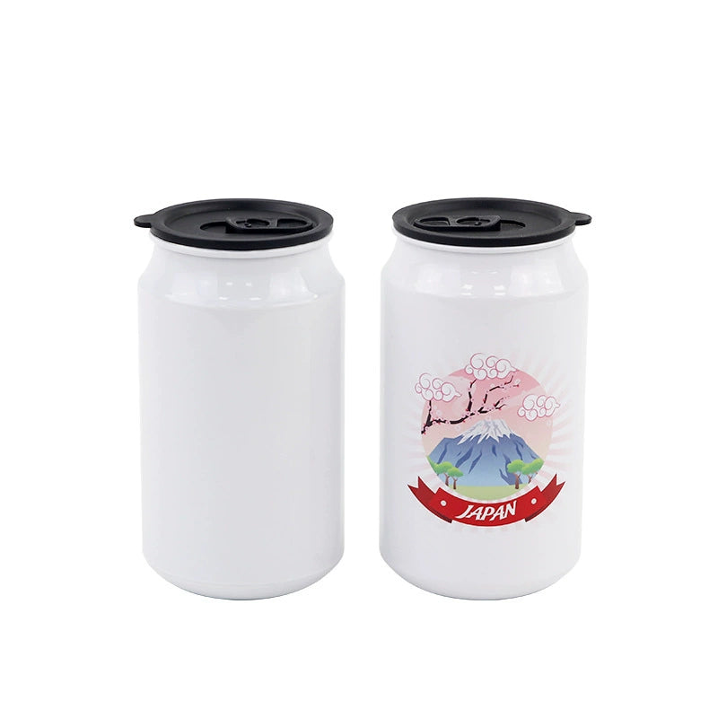 Aluminum Can Water Bottle with Printed Logo Direct Drinking Sublimation-350ml可乐罐铝水壶