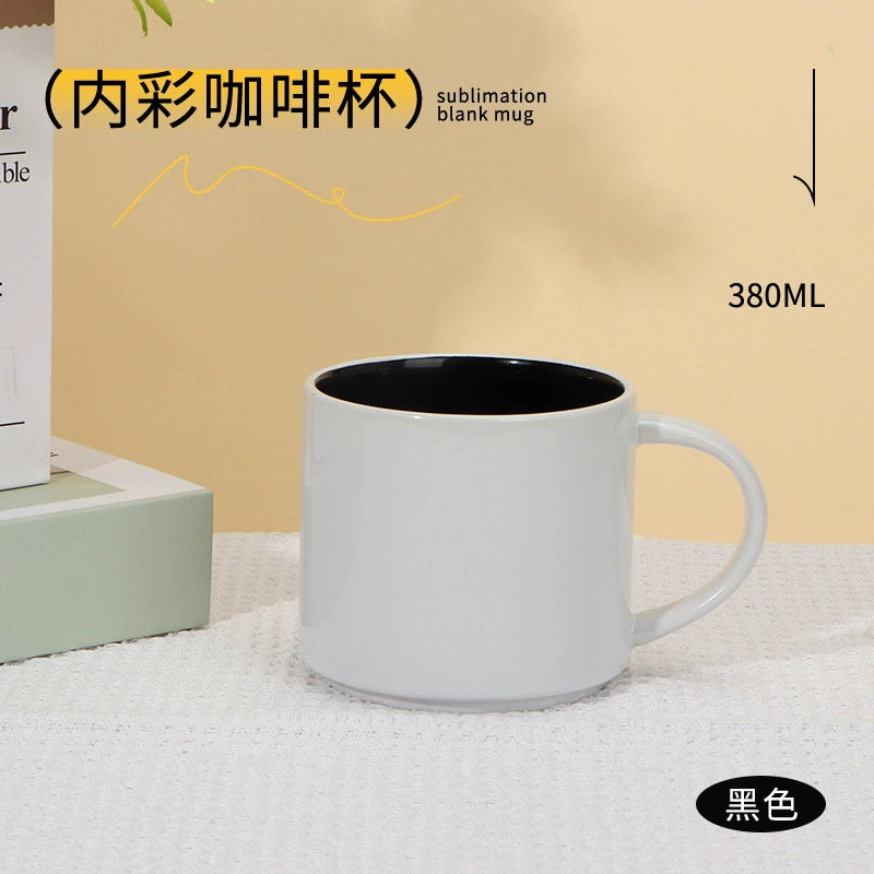 Sublimation Mug Blanks DIY Personalized Heat Transfer Coffee Cups-380ml大号内彩咖啡杯