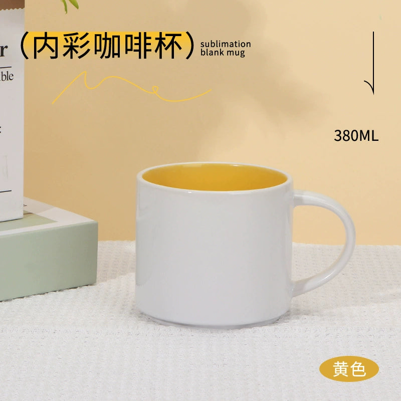 Sublimation Mug Blanks DIY Personalized Heat Transfer Coffee Cups-380ml大号内彩咖啡杯