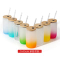 450ml Gradient Color Sublimation Frosted Ombre Glass Can-450ml可乐罐吸管玻璃杯