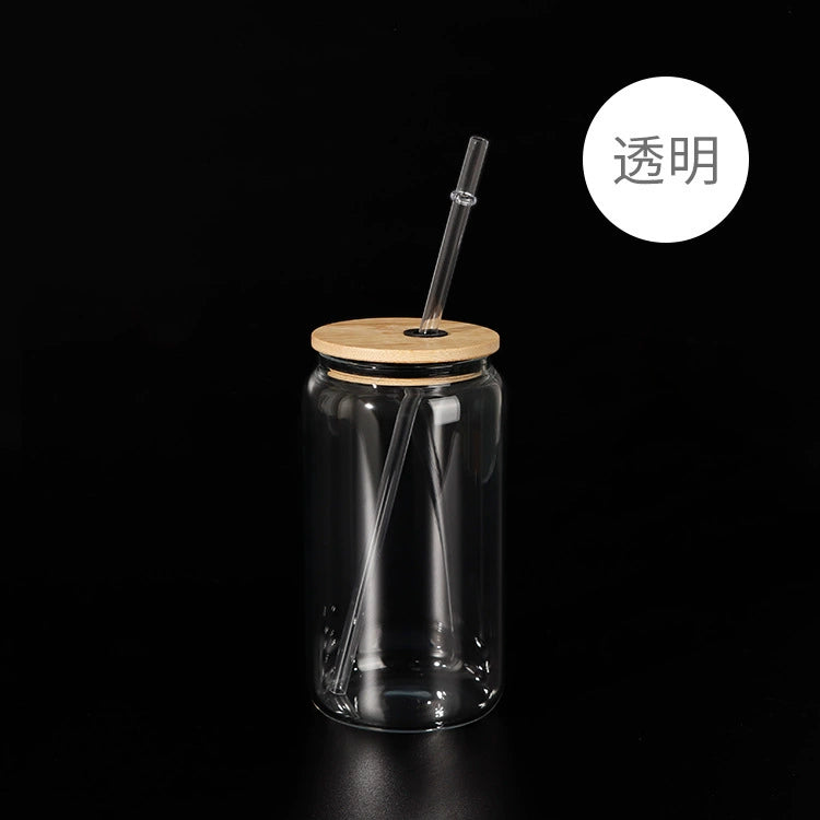 450ml Gradient Color Sublimation Frosted Ombre Glass Can-450ml可乐罐吸管玻璃杯