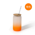 450ml Gradient Color Sublimation Frosted Ombre Glass Can-450ml可乐罐吸管玻璃杯
