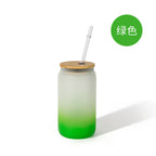 450ml Gradient Color Sublimation Frosted Ombre Glass Can-450ml可乐罐吸管玻璃杯