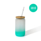 450ml Gradient Color Sublimation Frosted Ombre Glass Can-450ml可乐罐吸管玻璃杯