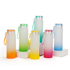 500ml Frosted Gradient Color Sublimation Drinkware Eco-Friendly Matte Glass Water Bottle-500ML渐变色玻璃杯