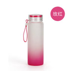 500ml Frosted Gradient Color Sublimation Drinkware Eco-Friendly Matte Glass Water Bottle-500ML渐变色玻璃杯