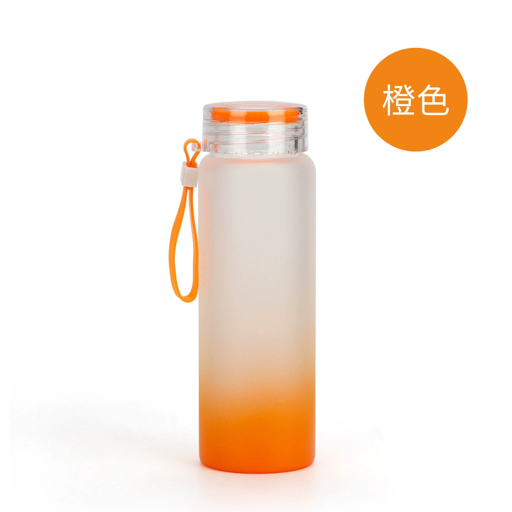 500ml Frosted Gradient Color Sublimation Drinkware Eco-Friendly Matte Glass Water Bottle-500ML渐变色玻璃杯