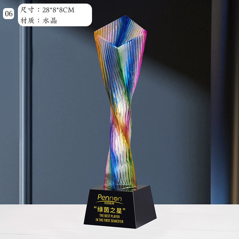 Personalized Star-Shape Crystal Awards and Trophies Glass Trophy-6-06款水晶烤色奖杯