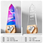 Crystal Trophy Custom Outstanding Staff Commemorative Medal Solid Wood Free Lettering Color Trophy-6-06款金属实木奖杯