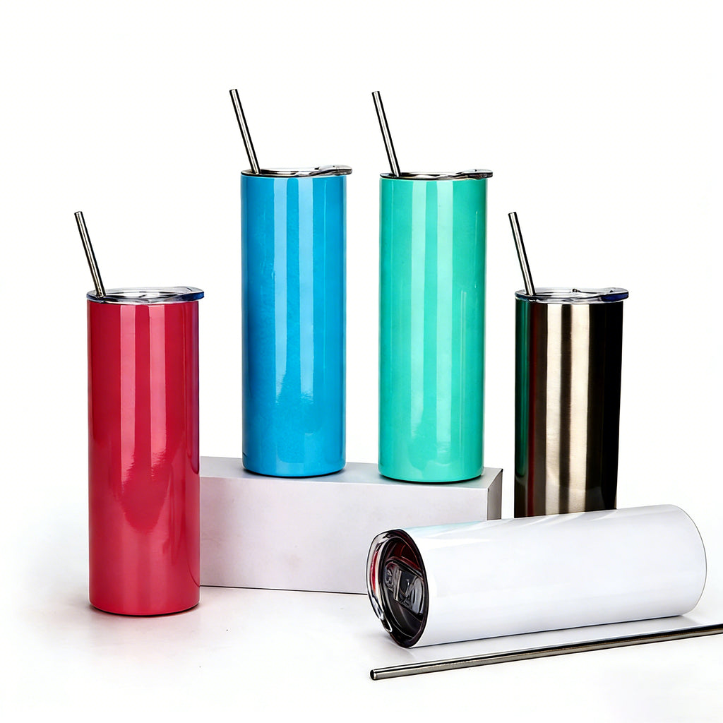 Heat Transfer Stainless Steel Tumbler Drinking Straw Cup 600ML